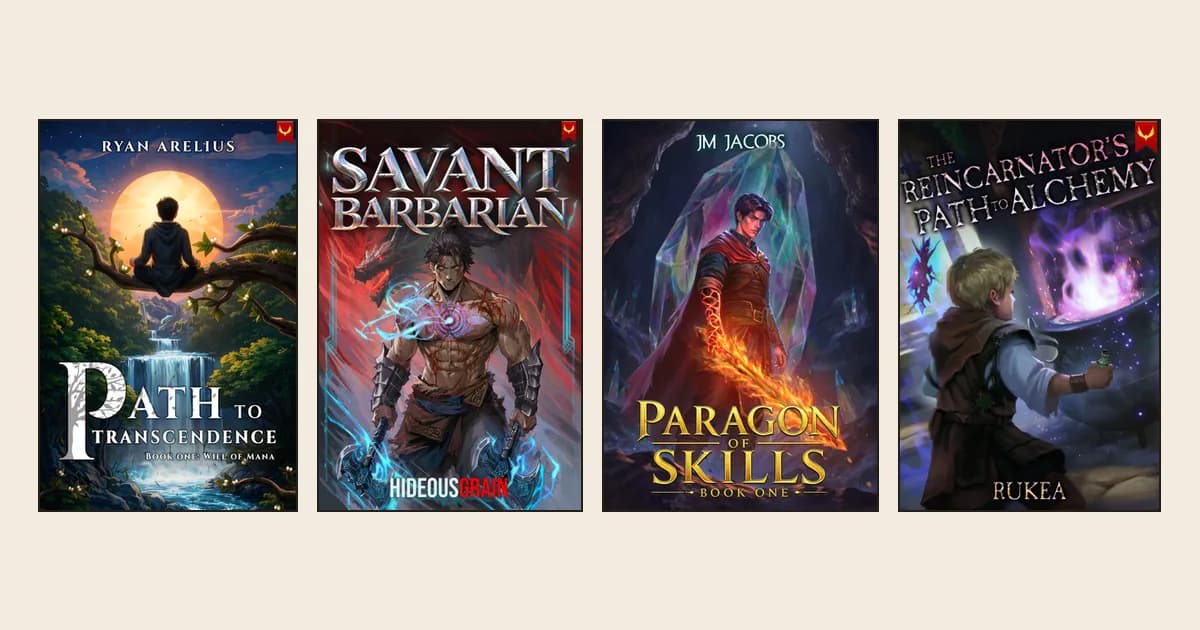 Aethon Books covers of four new book 1s: Will of Mana, Savant Barbarian and Paragon of Skills (November 2026) and The Reincarnator's Path to Alchemy (moved to December 2026)